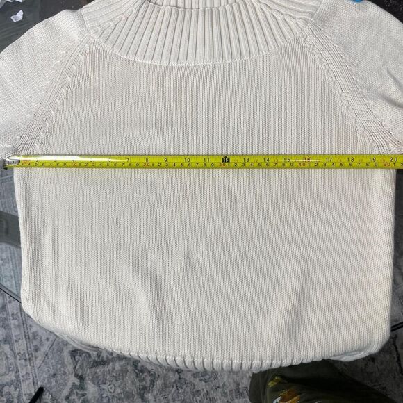 Vintage Gap Women’s 100% Cotton Cableknit Crewneck Sweater Cream Size Large - Picture 8 of 8